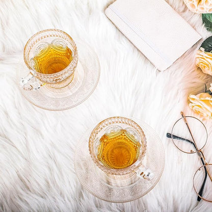 Glass Tea Cups and Saucers Set of 6 - Image 7