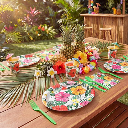 350 Pcs Luau Tropical Party Supplies 12 in Disposable Hawaiian Luau Oval Plates - Image 5