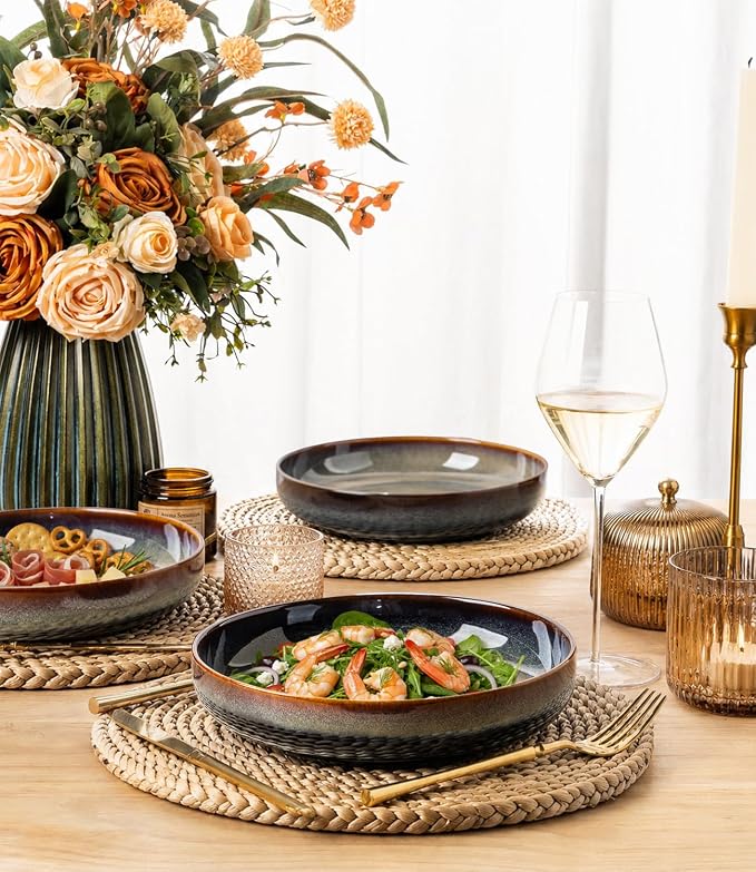 8.5" Ceramic Pasta Bowls Set of 4, Salad Bowls | Versatile Serving Bowls - Image 3