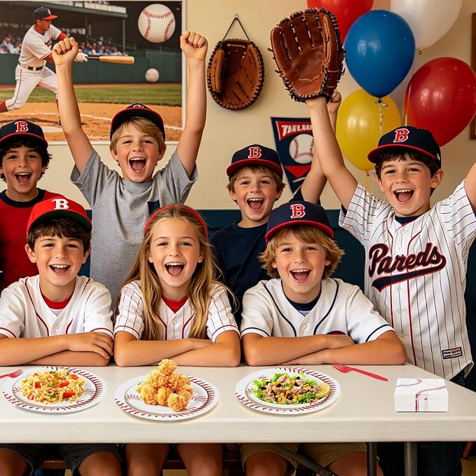 100 Pcs Disposable Baseball Party Tableware Set - Image 4