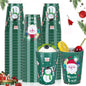 I00000 50Pcs 12oz Snowman Pattern Design Christmas Plastic Cups, Premium Disposable Cups, Green Xmas Party Cup with Santa Claus Pattern Design, Perfect for Christmas Party