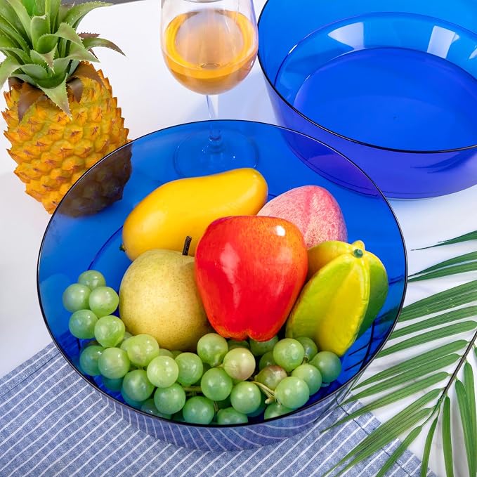 8 Pack Clear Blue Bowls for 4th of July | 128oz Heavy Duty Disposable Plastic - Image 5