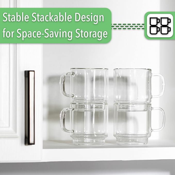 BTaT- Double Walled Stackable Espresso Cups, 5 oz, Double Wall Insulated - Image 5