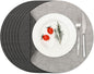 Myir JUN Reversible Vinyl Round Placemats Set of 8, Faux Leather Place Mats Dual Sided Waterproof Oilproof Wipeable, Heat-Resistant Table Mats for Kitchen Dining Indoor Outdoor (14", Light Gray Gray)