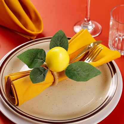 wonlex Handmade Napkin Rings Set of 8, Faux Lemon - Image 2