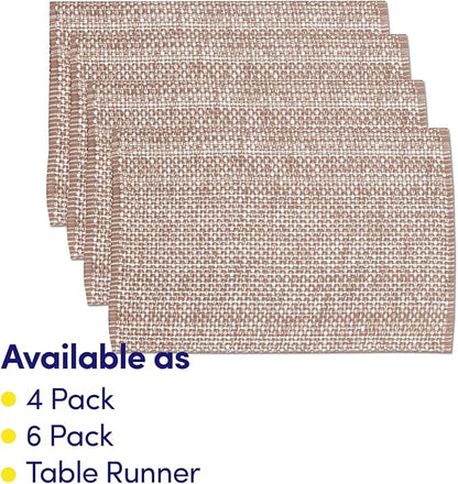 Sweet Home Collection 100% Cotton Placemats for Dining Room Rectangle Two Tone Woven Fabric 13" x 19" Soft Durable Table Mat Set, Set of 4, Taupe