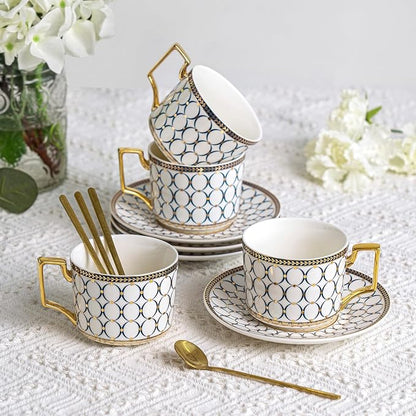 CwlwGO-European Style Ceramic Coffe Cup and Saucer Sets, 7 Oz Bone China by HappleCwlwgoHome