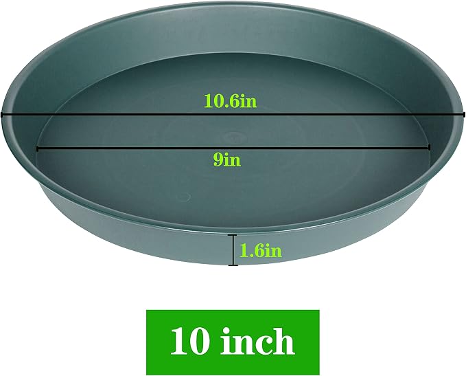 2 Pack of 10 inch Plant Saucer Gray, Heavy Duty Plastic Plant Saucer 10 inch - Image 2