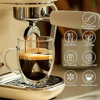 12 Ounces Set of 2 Double Walled Glass Coffee Mugs - Image 3