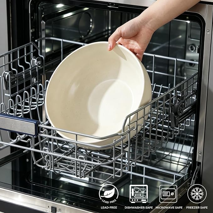 AmorArc 9.8’’ Ceramic Serving Bowls, 3.1 Qt Extra Large Salad Bowls Set of 2 - Image 8