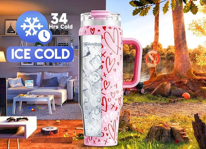 Meoky 40 oz Tumbler with Handle and Straw, Insulated Tumbler with Lid and Straw - Image 2