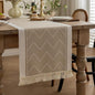 Farmhouse Boho Rustic Neutral Table Runner Decor by QGENUINE