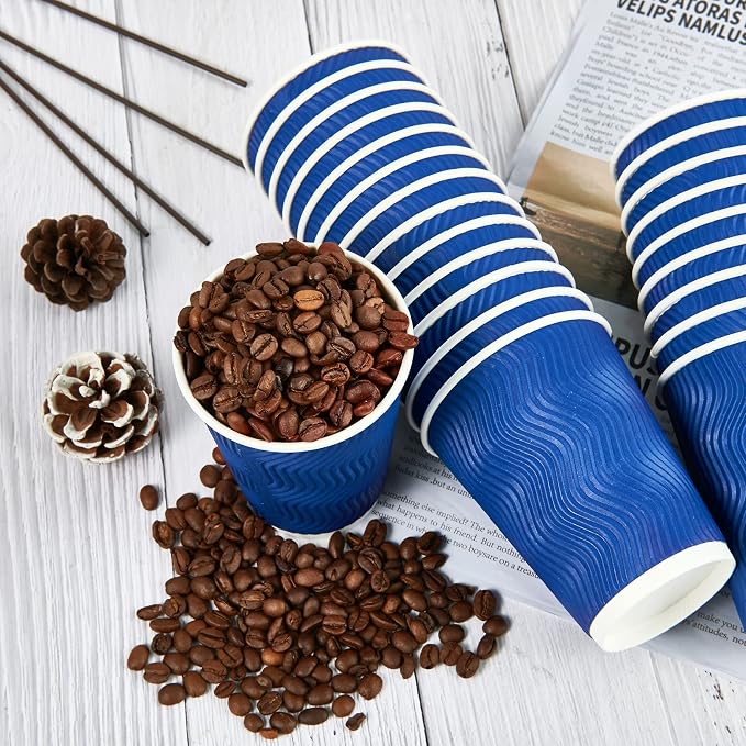 JollyPack Disposable Paper Coffee Cups, 12 oz, 60 Pack, Insulated Ripple Wall - Image 7