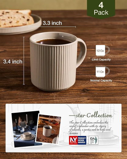 famiware Coffee Mug Set for 4, Star 12 oz Catering Mugs Cup Set - Image 5