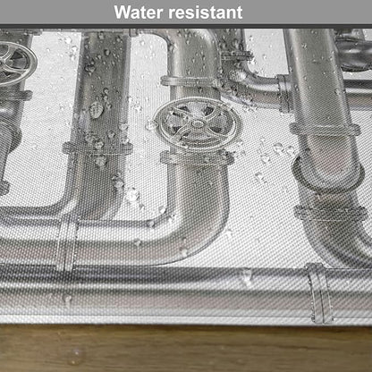 Ambesonne Industrial Place Mats Set of 4, Maze of Pipelines Faucets and Valve Gasoline Engineering Themed Print, Washable Fabric Placemats for Dining Table, Standard Size, Grey White
