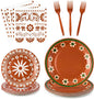 96Pcs Platos De Barro Mexicanos Cielito Lindo Terracotta Clay Party Plates by G1ngtar