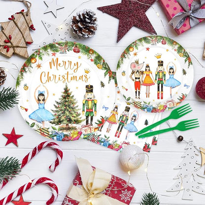 96 Pieces Christmas Ballet Party Tableware Set – Festive Disposable Dinnerware - Image 4