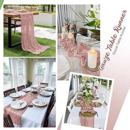 16 Pack Dusty Pink Cheesecloth Table Runners 20x120 Inch Gauze Table Runner - Image 5