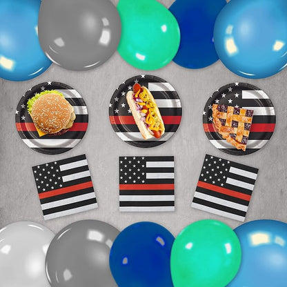 Firefighter EMT Party Set-16 Plates & Napkins-Thin Red Line-Havercamp | - Image 4