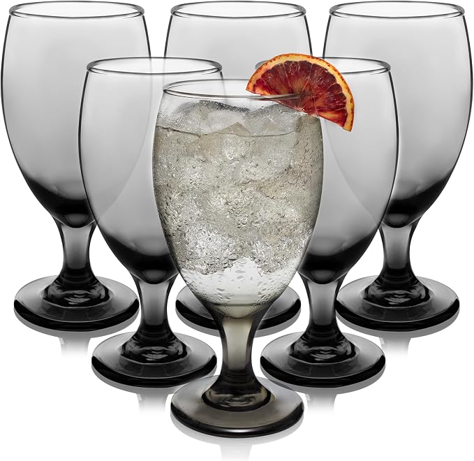 Libbey Classic Smoke Goblet Beverage Glasses, Smoothies & More by Libbey
