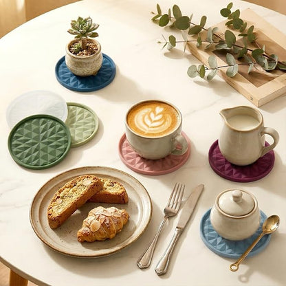 Silicone Drink Coasters Set of 6, Desk Cup Coaster | Prevents - Image 6