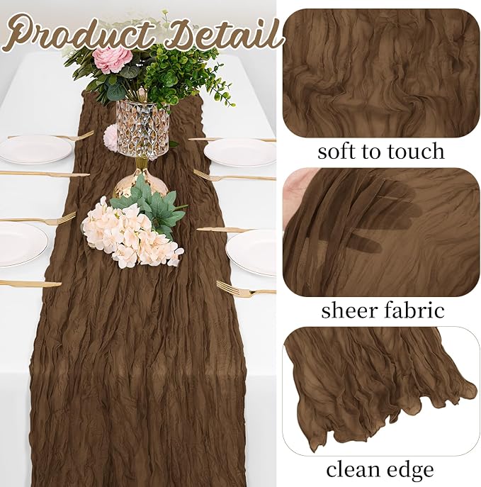 16 Pack Brown Cheesecloth Table Runners 20x120 Inch Gauze Table Runner Cheese - Image 2