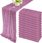 12 Pack 10Ft Cheesecloth Table Runner 35x120 Inch Boho Gauze Table Runner Rustic Cheese Cloth Long Romantic Table Runners for Wedding Bridal Shower Birthday Party Table Decor (Mauve)