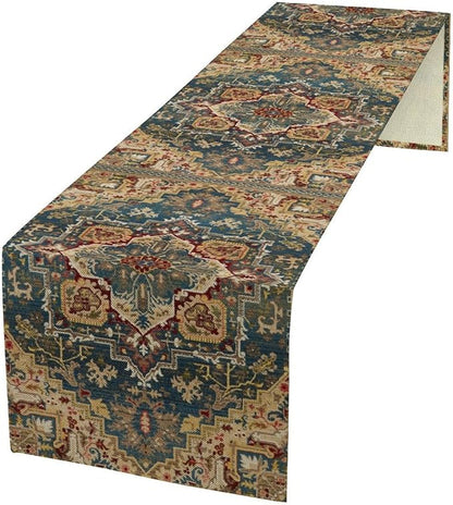 Boho Bohemia Style Table Runner, Country Rustic Farmhouse Vintahe Colorful by JanJCurt