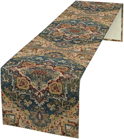 Boho Bohemia Style Table Runner, Country Rustic Farmhouse Vintahe Colorful by JanJCurt