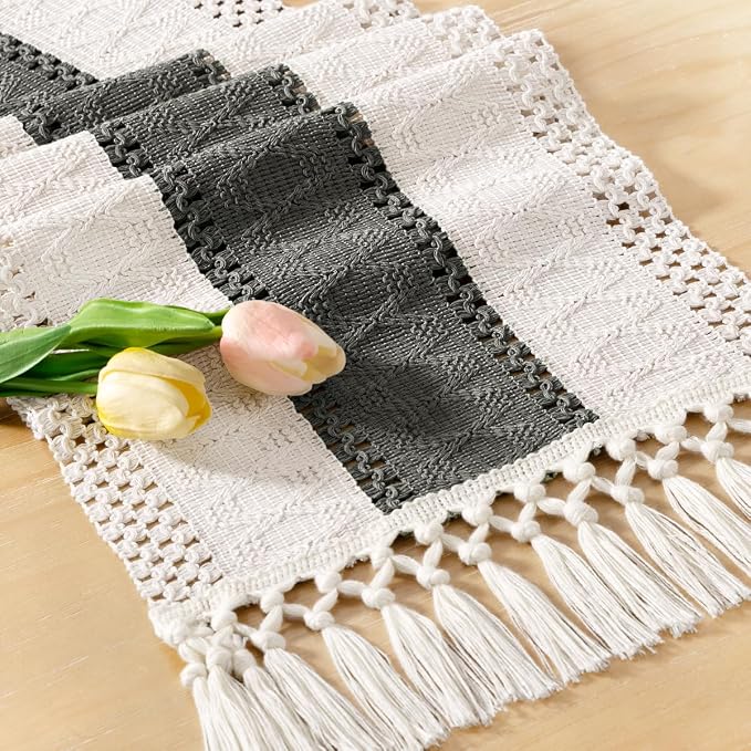 Boho Table Runner Summer Farmhouse Rustic Dining Dresser Scarf Home Decor | - Image 2