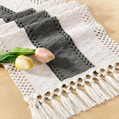 Boho Table Runner Summer Farmhouse Rustic Dining Dresser Scarf Home Decor | - Image 2