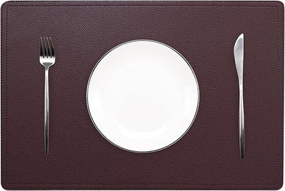 Set of 6 Faux Leather Placemats, PU Table Mats, Waterproof, Stain Resistant, Heat Resistant, Easy to Clean for Kitchen Dining Table,Conference Table