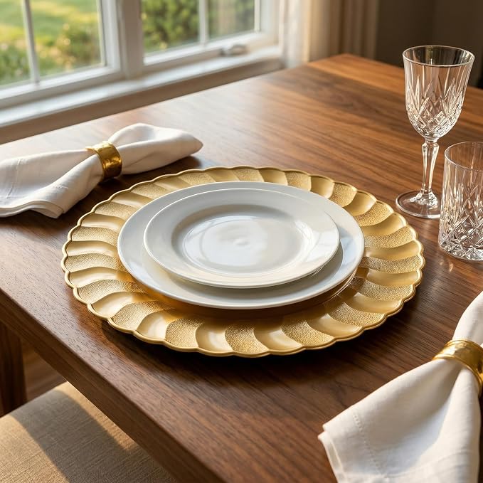 13 Inch Gold Scalloped Charger Plates - Image 10