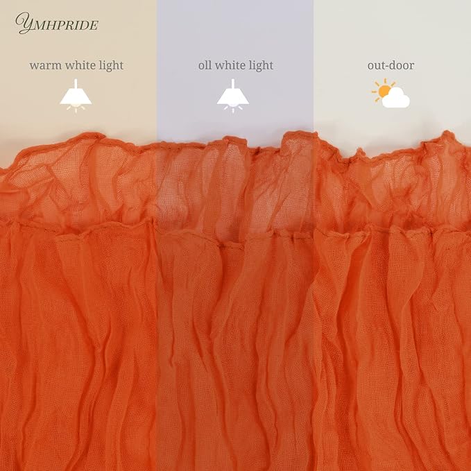 YMHPRIDE 12 Pack Cheesecloth Table Runner 35x120in Orange Table Runner | Boho - Image 5