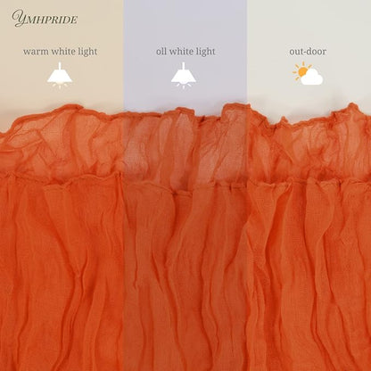 YMHPRIDE 12 Pack Cheesecloth Table Runner 35x120in Orange Table Runner | Boho - Image 5