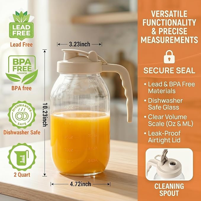 YORY 2-Quart Glass Pitcher - Image 2