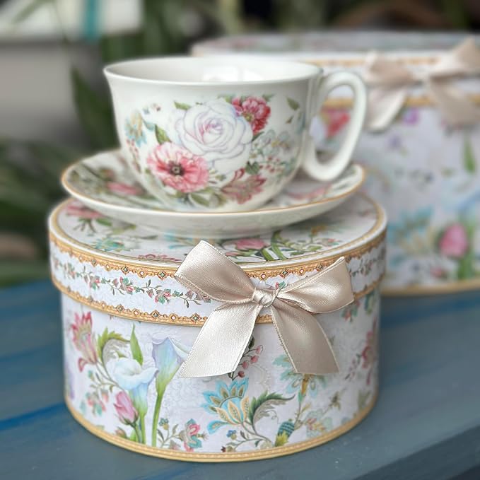STP GOODS Bone China Tea/Coffee Cup and Saucer in Gift Box Fine Bone Tea Cup - Image 3