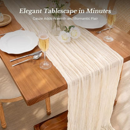10 Pack Ivory Cheesecloth Gauze Table Runners, 35x120 Inch | Extra Wide Boho - Image 2