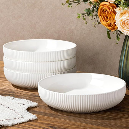 8.5" Ceramic Pasta Bowls Set of 4, Salad Bowls | Versatile Serving Bowls by TheTerra