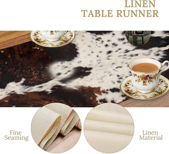 Cow Animal Skin Print Table Runner, Rustic Cottage Country Farm Animal Fur Skin - Image 5