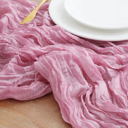 Asee'm 3pcs Pink Cheesecloth Table Runner Summer 10FT Gauze Sheer Rustic | Boho - Image 4