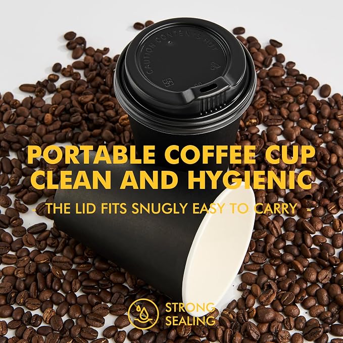 RACETOP Coffee Cups with Lids 12 oz, 100 Pack Disposable To Go Cups, To-go - Image 3