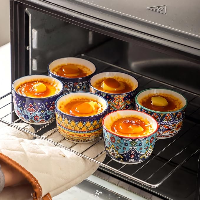 4 oz Ramekins Oven Safe Set of 6, Ceramic Sauce Cups, Bohemian | Ideal - Image 3