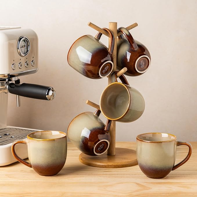 theterra Ceramic Coffee Mugs Set of 6, 12 oz Coffee Cups - Image 7