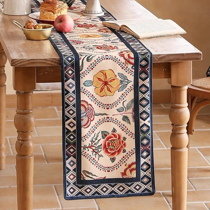 bilin gaier Designer Linen Extra Long Table Runner, Colorful Floral Pattern - Image 7