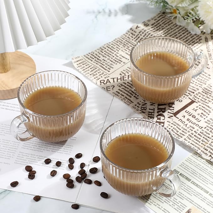 12 Pack Glass Coffee Mugs with Handles, 12 Ounces Glass Breakfast Mugs Bulk - Image 4