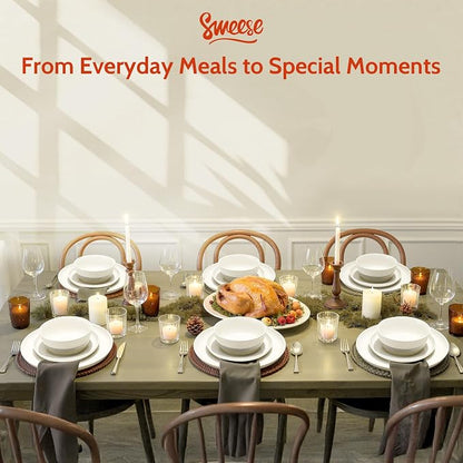 Sweese Plates and Bowls Sets, 18 Pieces Modern Porcelain Dinnerware Set - Image 9