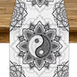 Yin Yang Table Runner, Bohemian Mandala Vintage Black White Traditional by JanJCurt
