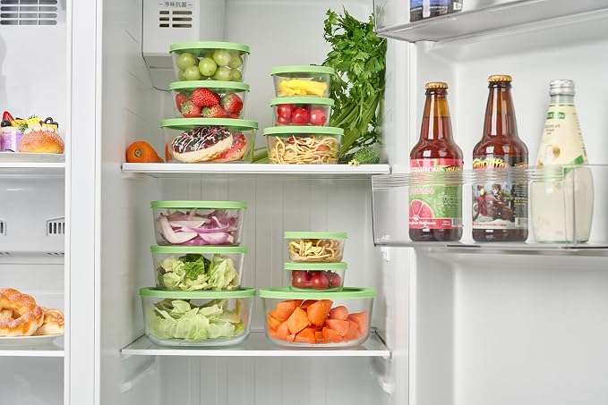 16-Piece Glass Food Storage Containers Set | 1-Cup, Leakproof | Microwave - Image 3
