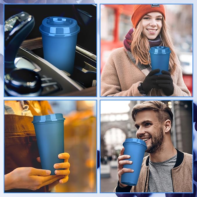 Domensi 15 Pack Reusable Plastic Coffee Cups - Image 4